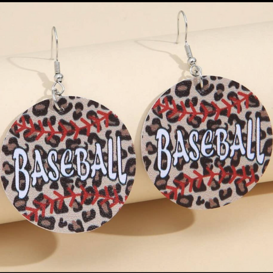 Cheetah Print Baseball Earrings